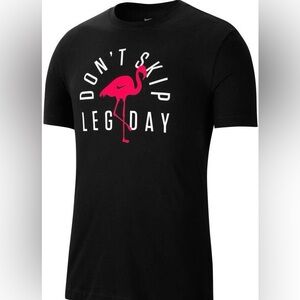 Nike Dri-FIT Flamingo Don’t Skip Leg Day Shirt Small Gym Training Graphic